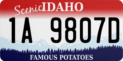 ID license plate 1A9807D