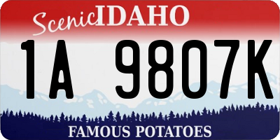 ID license plate 1A9807K