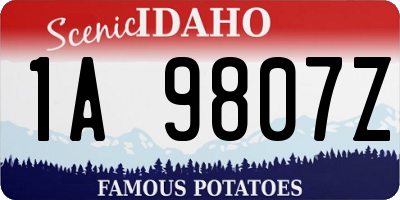 ID license plate 1A9807Z