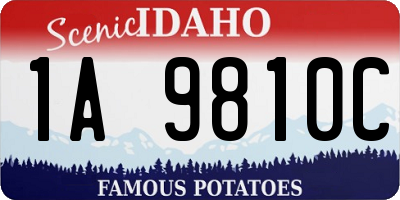 ID license plate 1A9810C