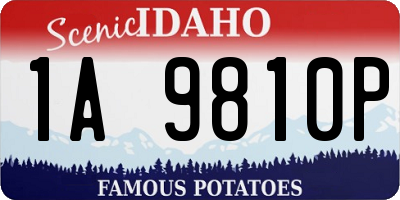 ID license plate 1A9810P