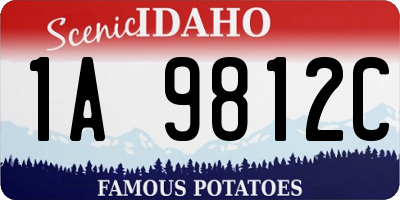 ID license plate 1A9812C