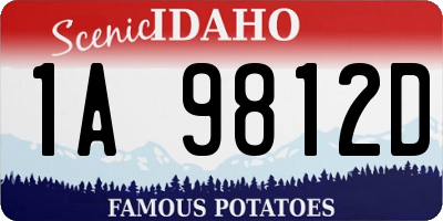 ID license plate 1A9812D