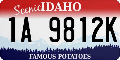 ID license plate 1A9812K