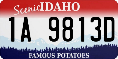 ID license plate 1A9813D