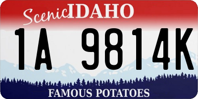 ID license plate 1A9814K