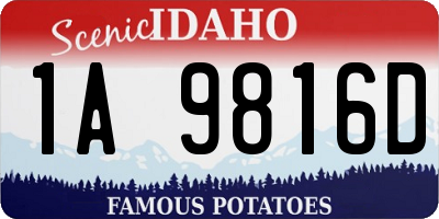 ID license plate 1A9816D