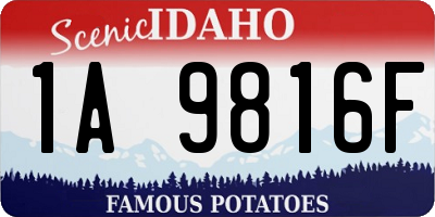 ID license plate 1A9816F