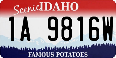ID license plate 1A9816W