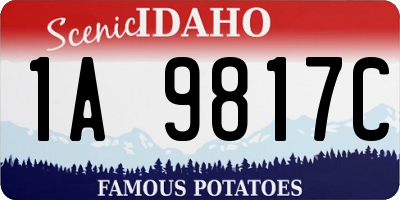 ID license plate 1A9817C
