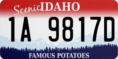 ID license plate 1A9817D