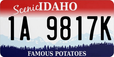 ID license plate 1A9817K