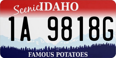 ID license plate 1A9818G