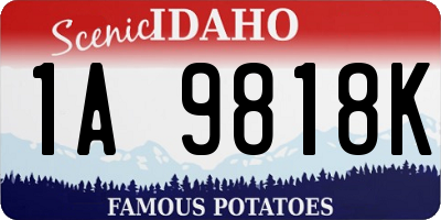 ID license plate 1A9818K