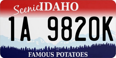 ID license plate 1A9820K