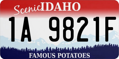 ID license plate 1A9821F