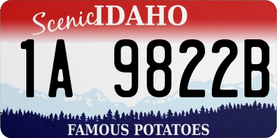 ID license plate 1A9822B