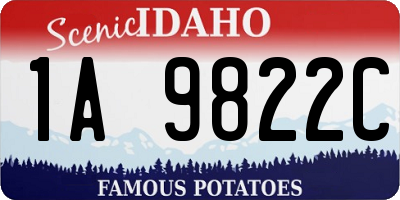 ID license plate 1A9822C