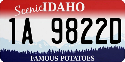 ID license plate 1A9822D