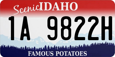ID license plate 1A9822H