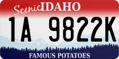 ID license plate 1A9822K