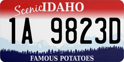 ID license plate 1A9823D