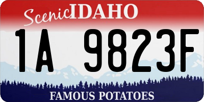 ID license plate 1A9823F