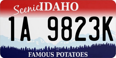 ID license plate 1A9823K