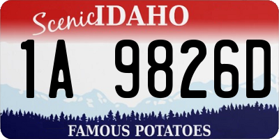 ID license plate 1A9826D