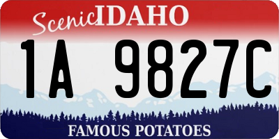 ID license plate 1A9827C