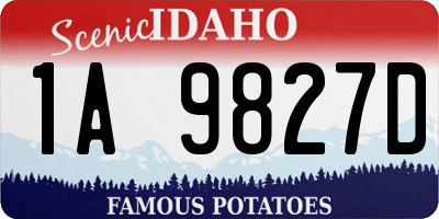 ID license plate 1A9827D