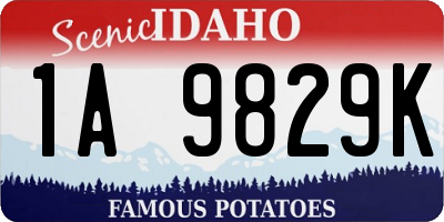 ID license plate 1A9829K