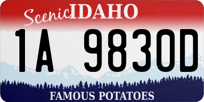 ID license plate 1A9830D