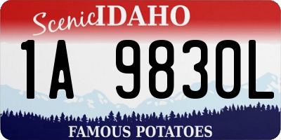 ID license plate 1A9830L