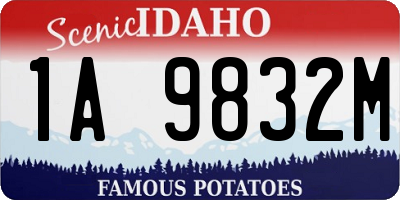 ID license plate 1A9832M