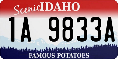 ID license plate 1A9833A