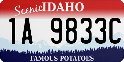 ID license plate 1A9833C