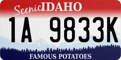 ID license plate 1A9833K