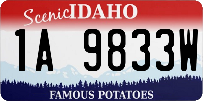 ID license plate 1A9833W
