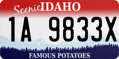 ID license plate 1A9833X