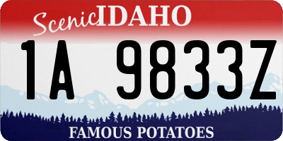 ID license plate 1A9833Z