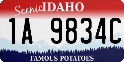 ID license plate 1A9834C
