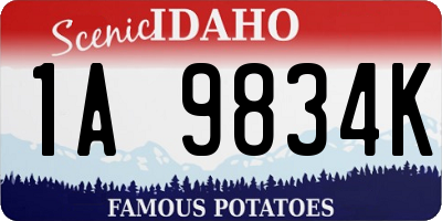 ID license plate 1A9834K