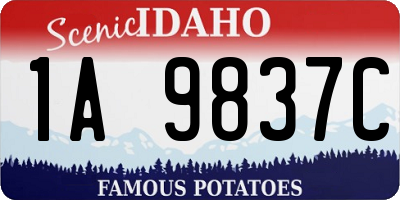 ID license plate 1A9837C