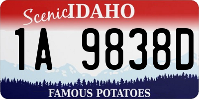 ID license plate 1A9838D