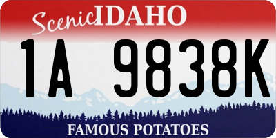 ID license plate 1A9838K