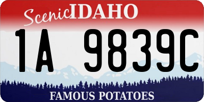ID license plate 1A9839C