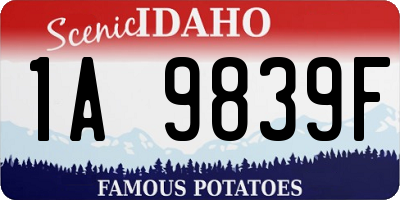 ID license plate 1A9839F