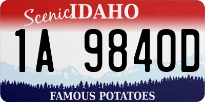 ID license plate 1A9840D