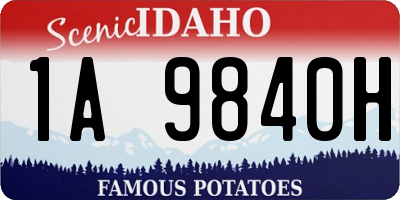 ID license plate 1A9840H